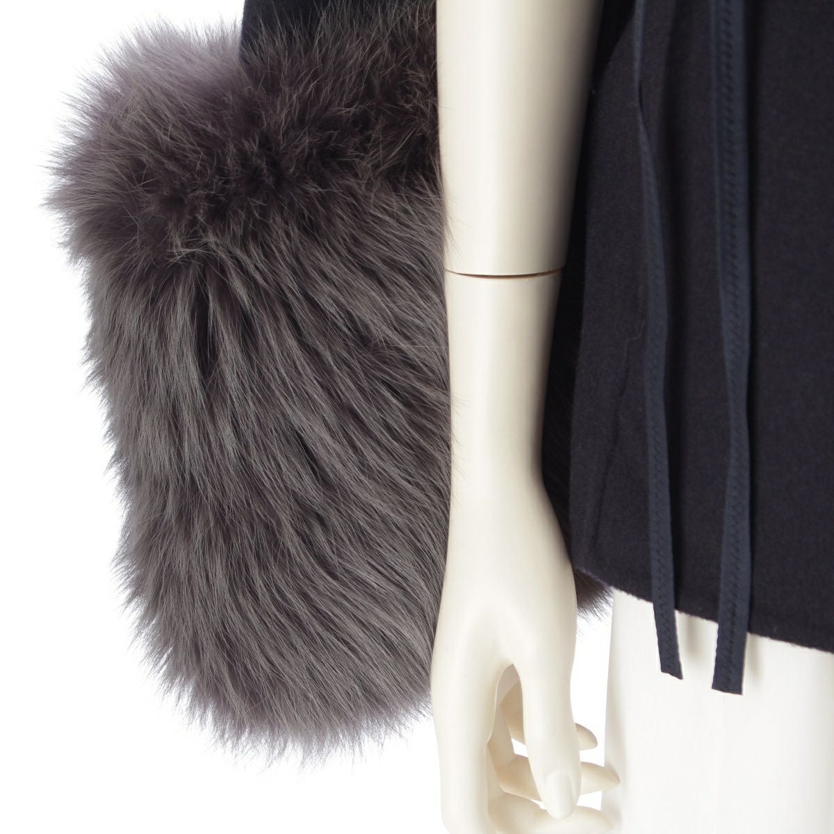 ドゥロワー 22A/W ウールケヌキ フォックスファースリーブ ショート