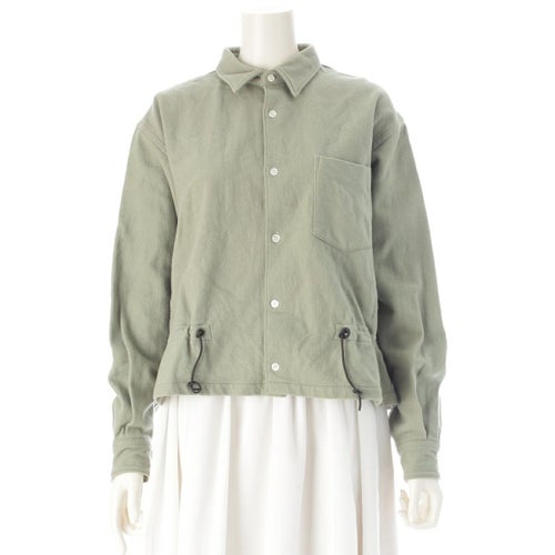 コムデギャルソンオムプリュス 90AW ウール ドローストリング クロップド 長袖シャツ PB-050280 ライトグリーン