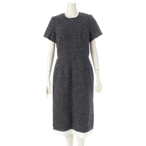 コムデギャルソン AD2014 ウール混 二重 半袖 ロング ワンピース ドレス GN-O030 グレー S