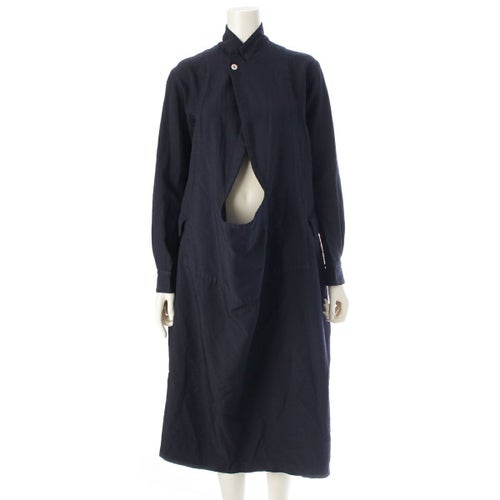 コムデギャルソン AD2015 ポリエステル 穴開き 変形 ワンピース GP-O007 ネイビー S