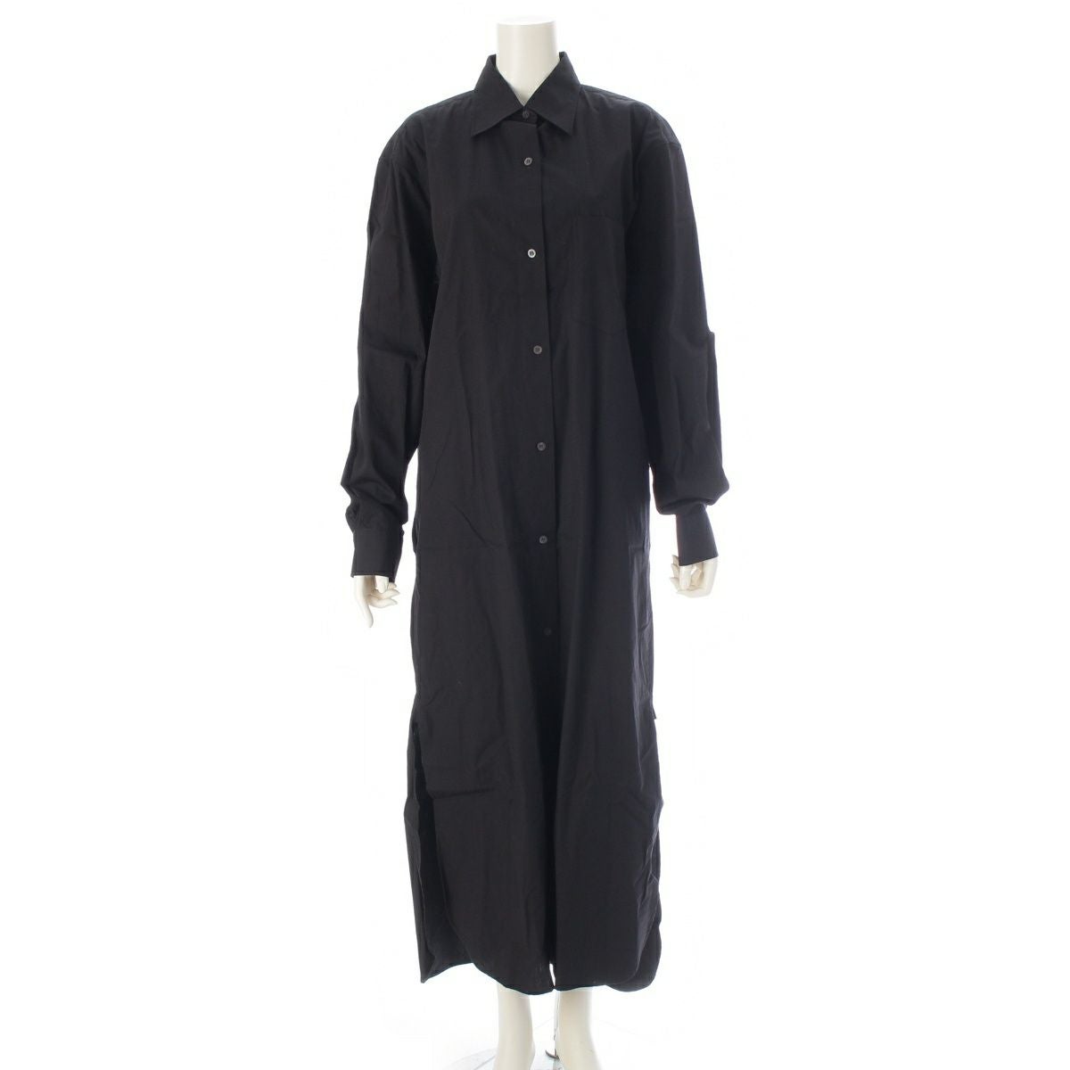 【美品】DRIES VAN NOTEN　ドリスヴァンノッテン　ロングシャツワンピ ドリスヴァンノッテン コットン ロングシャツ ワンピース ブラック XS