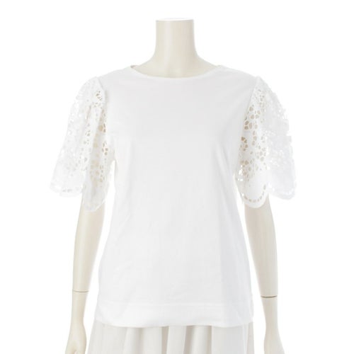 ドゥロワー 22SS コットン レース クルーネック 半袖Ｔシャツ トップス 6517-206-0642 ホワイト