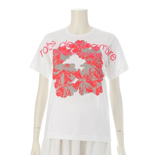 ローブドシャンブルコムデギャルソン AD1999 コットン ロゴプリント 半袖Ｔシャツ トップス RT-100220 ホワイト ピンク