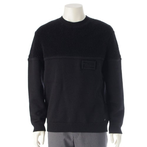 フェンディ 22年 ウール FFロゴ ボア切替 ニット セーター トップス 12CPF-22-2672 ブラック 50