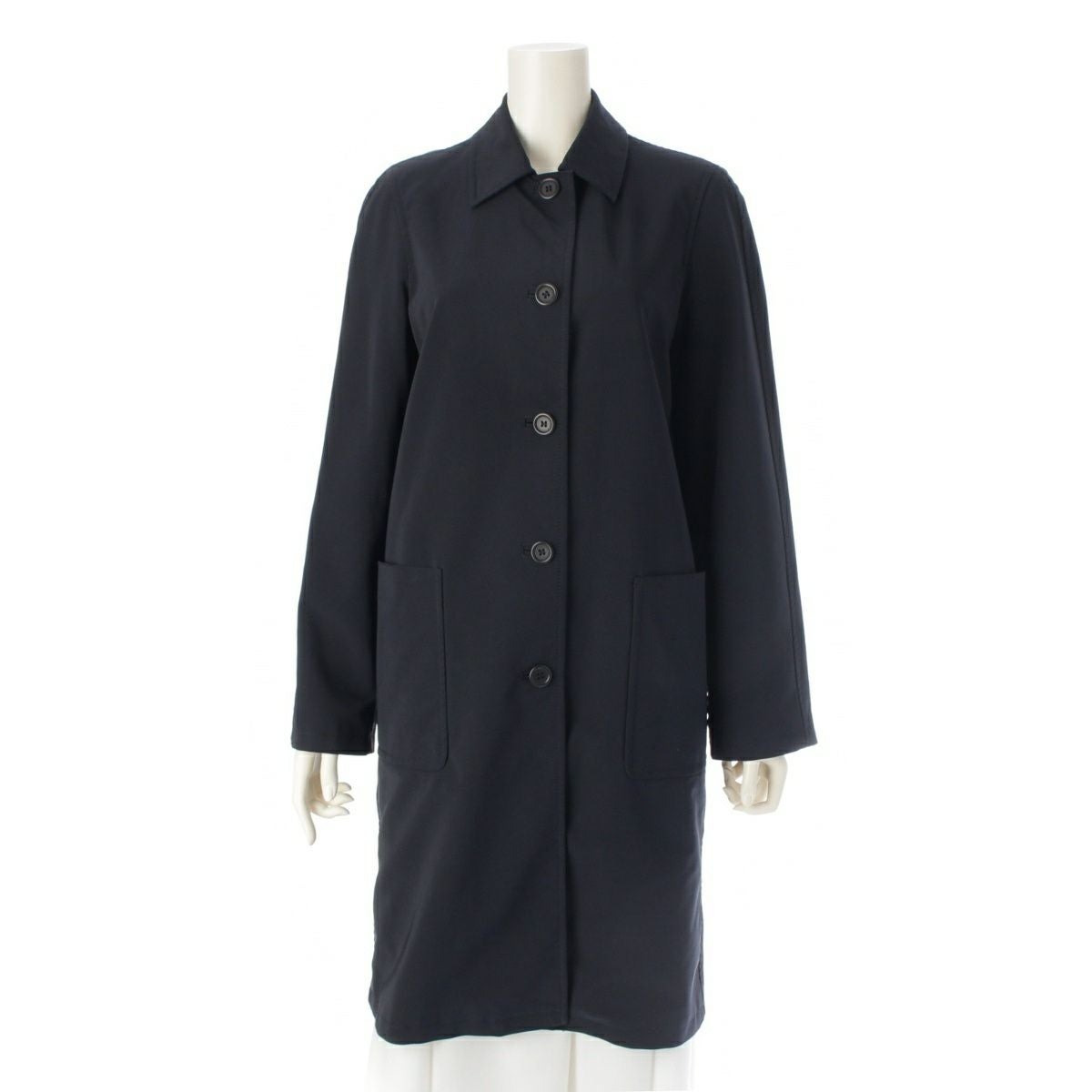 プラダ ロング ステンカラーコート アウター ブラック 40 | 中古通販
