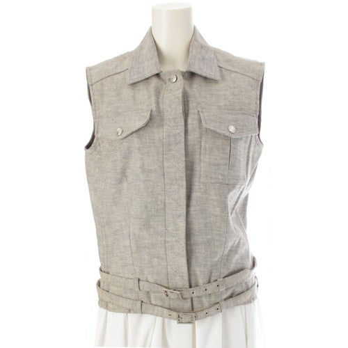 クリスチャンディオール 2001 コットン ガリアーノ期 裾ベルト デニム ジャケット ベスト 1P12021071 ベージュ ブラウン 40