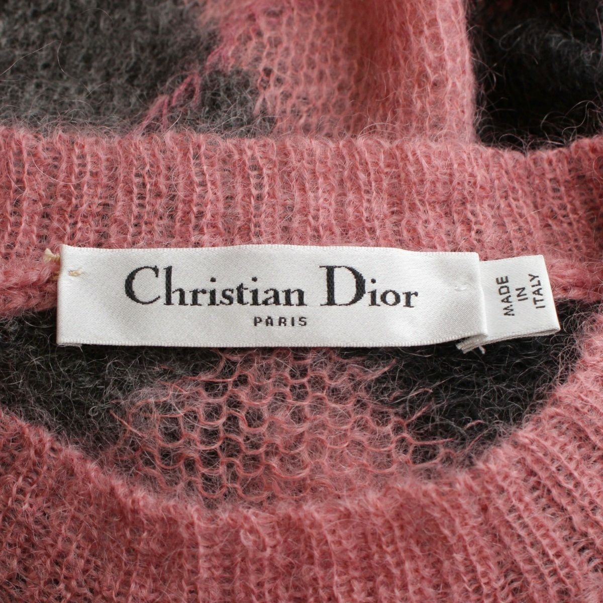 Diorディオール 24FW モヘア アルパカ ウール 刺繍 アーガイルニット クリスチャンディオール 24FW モヘア アルパカ ウール ビー刺繍