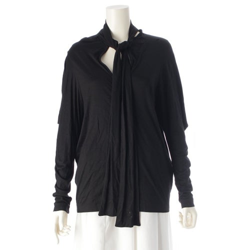 ジルサンダー 09SS シルク混 ラフシモンズ期 変型 ロング 長袖Ｔシャツ トップス ブラック 36