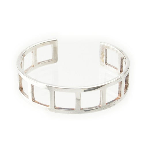 グッチ ヴィンテージ スクエア オープン バングル ブレスレット アクセサリー 925 202493 シルバー 28.2g