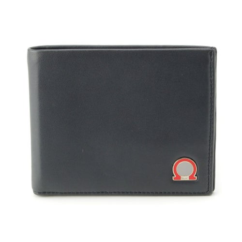 サルヴァトーレフェラガモ ガンチーニ レザー ロゴ 二つ折り財布 コンパクトウォレット ブラック