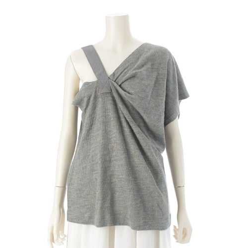 イッセイミヤケ 80s リネン 筆タグ アーカイブ ワンショルダー MDSタグ トップス 変形 グレー