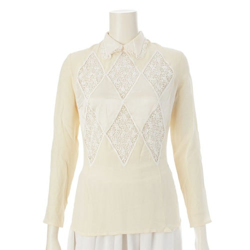 ヴァレンティノ ヴィンテージ シルク レース ブラウス トップス ベージュ 8