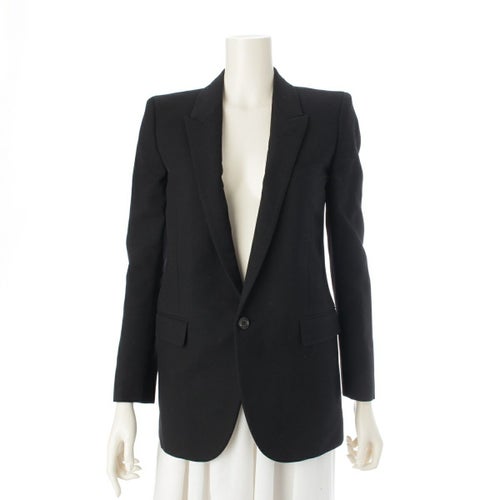 サンローランパリ ピークドラペル ウール シングル テーラードジャケット 517740 ブラック 34