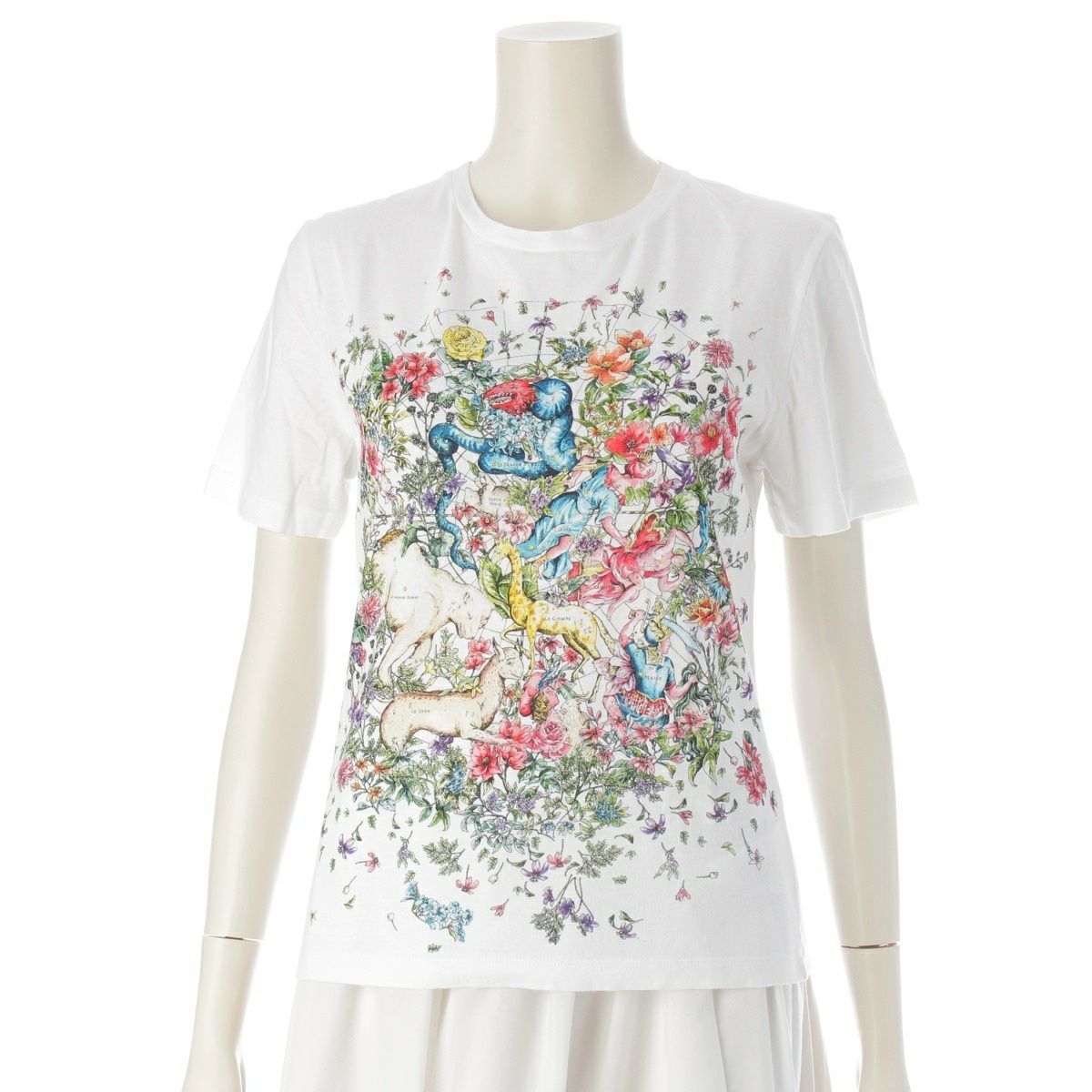 クリスチャンディオール 24年 D-コンステレーション 花×星座 プリント 半袖Ｔシャツ トップス 243T12A4456 ホワイト XS【中古】 クリスチャンディオール 24年 D-コンステレーション 花×星座 プリント