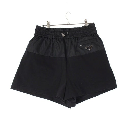プラダ RE-NYLON リナイロン トライアングルロゴプレート コットン切替 ドローストリング ショートパンツ ハーフパンツ ボトムス 132353 ブラック M