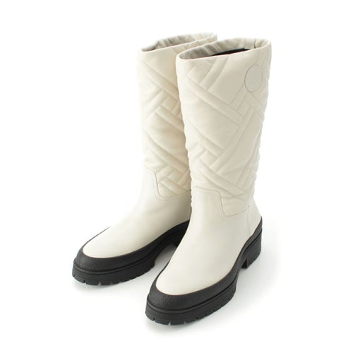 エルメス フジ レザー キルティング エクスリブリス ブーツ シューズ ロング ホワイト 37 1/2