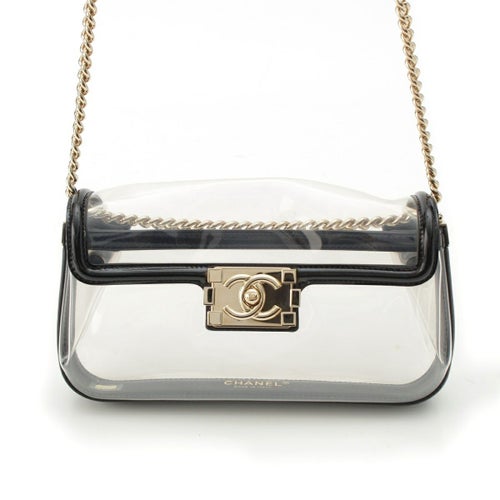 シャネル ボーイシャネル ビニール ミニ ココマーク17 番台 ショルダーバッグ A67557 クリア ブラック