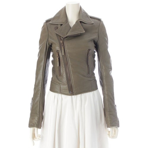 バレンシアガ レザー ラムスキン ダブル ブルゾン ライダースジャケット 180174 カーキ 34