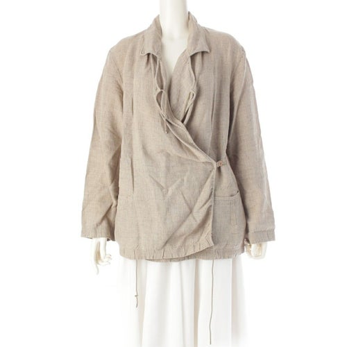 イッセイミヤケ 91SS リネン 変形 ブルゾン ジャケット アウター IM91FD037 ベージュ L