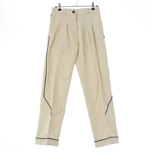 シャネル スポーツ 04P ロゴライン タック ストレート パンツ ボトムス P22997 オフホワイト 36