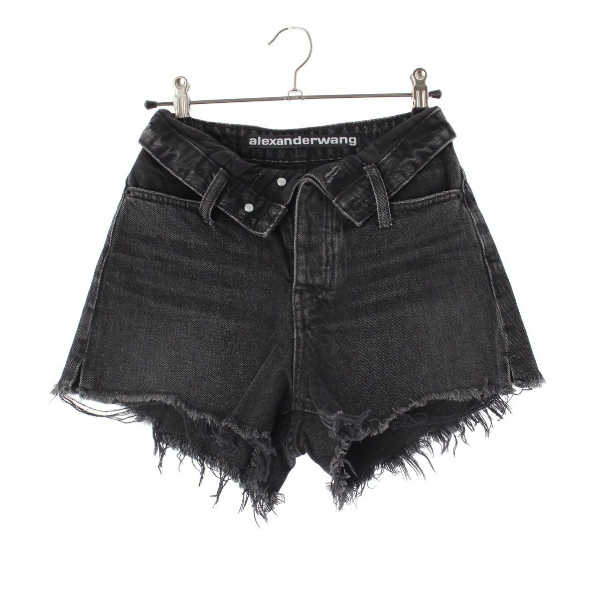 alexanderwang ブラックデニム　ショートパンツ 24 アレキサンダーワン コットン カットオフ デニム ショートパンツ