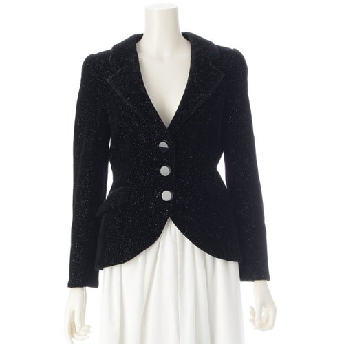 ジョルジオアルマーニ コーデュロイ ラインストーン テーラードジャケット アウター ブラック 36