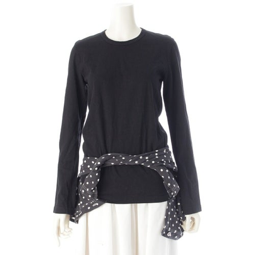 コムデギャルソン 11SS コットン ドッキング ドット ロングTシャツ カットソー カーディガン トップス ブラック XS