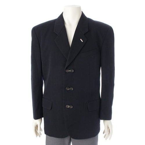 コムデギャルソンオムプリュス AD1988 88AW ウール ホワイトステッチ 3Bシャツ テーラードジャケット ネイビー S