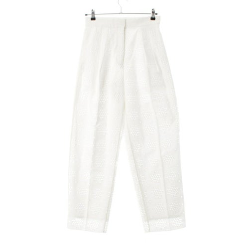 エブール 24SS コットン エンブロイダリーレース パンツ ボトムス ホワイト 38