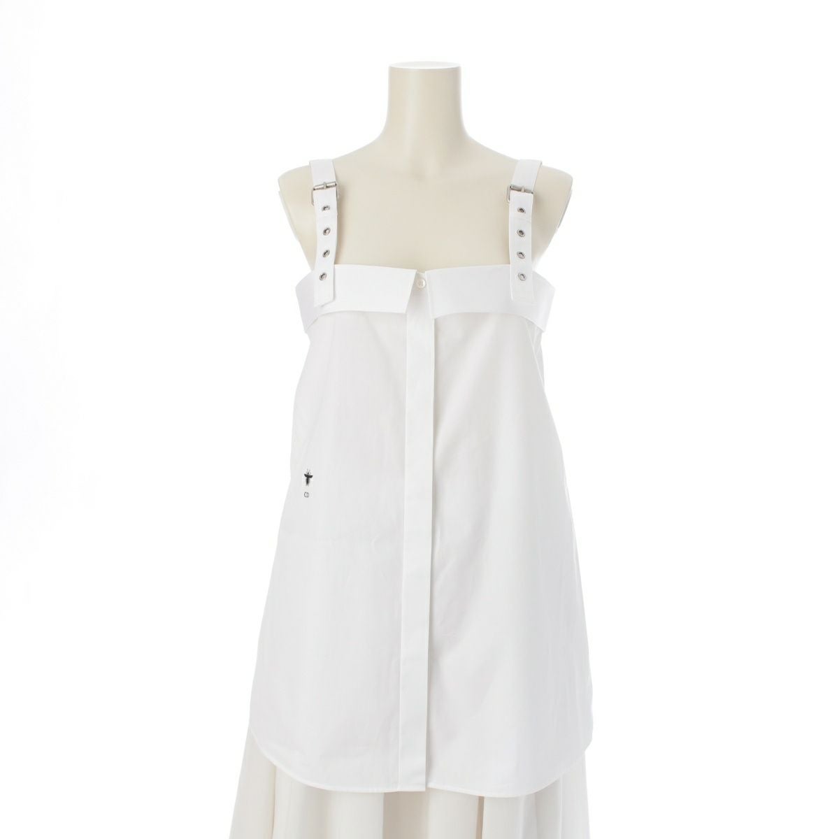 ディオール 25SS コットン ロゴ ビー刺繍 キャミソール シャツ ブラウス トップス 521B87A3356 ホワイト F36【中古】 ディオール 25SS コットン ロゴ ビー刺繍 キャミソール シャツ
