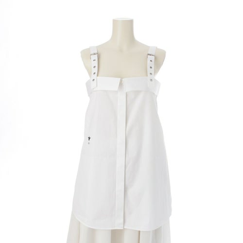 ディオール 25SS コットン ロゴ ビー刺繍 キャミソール シャツ ブラウス トップス 521B87A3356 ホワイト F36