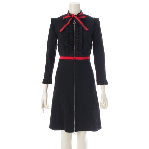 グッチ シェリーライン リボン ワンピース ドレス 457032 ブラック XS