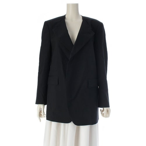 コムデギャルソン コムデギャルソン AD2020 ウール 断ち切り デザイン ボタンレス ジャケット RG-J028 ブラック M