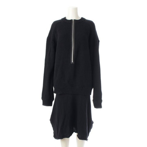 コムデギャルソン AD2014 ウール ナイロン ニット 切替 ワンピース トップス スカート ロング GN-O027 ブラック XS