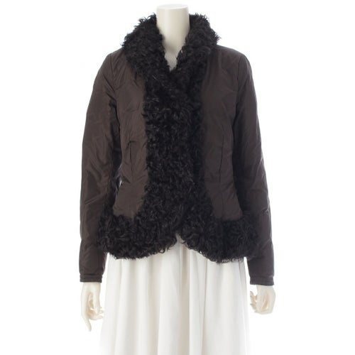 モンクレール ナイロン ファー ダウンジャケット アウター ブラウン 0