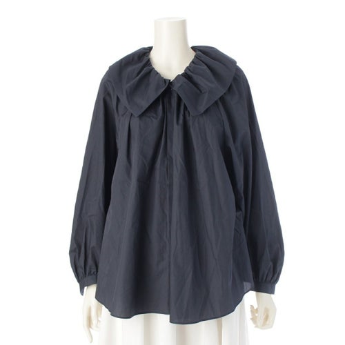 ドゥロワー 25年 ラッフルカラー 長袖シャツ トップス 6521-2-000007 ネイビー 36