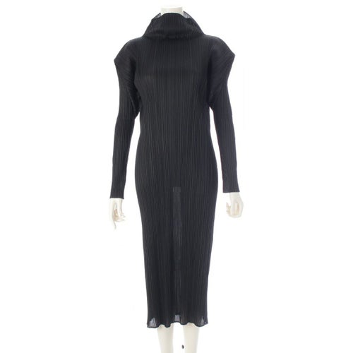 プリーツプリーズ イッセイミヤケ 00AW ボトルネック ロング 長袖 ワンピース ドレス PP04-JH632 ブラック 2