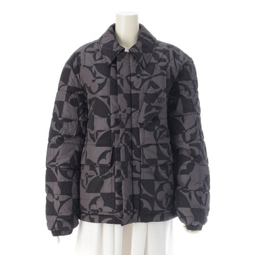 ルイヴィトン 22年 モノグラム ナイロン フラワー キルティング ダウンジャケット アウター グレー 52