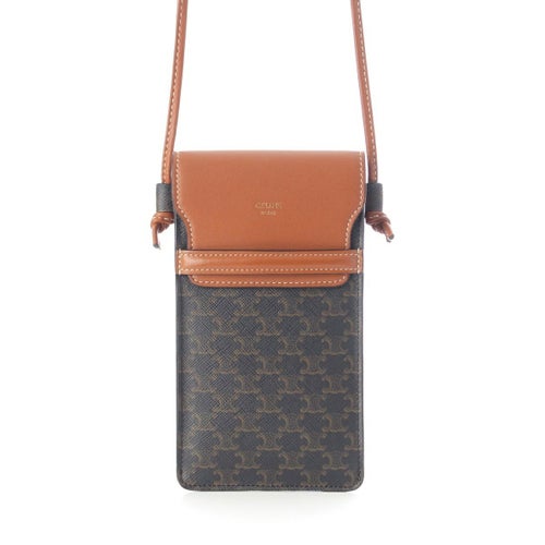 セリーヌ レザー トリオンフ フォンポーチ ショルダーバッグ ブラウン