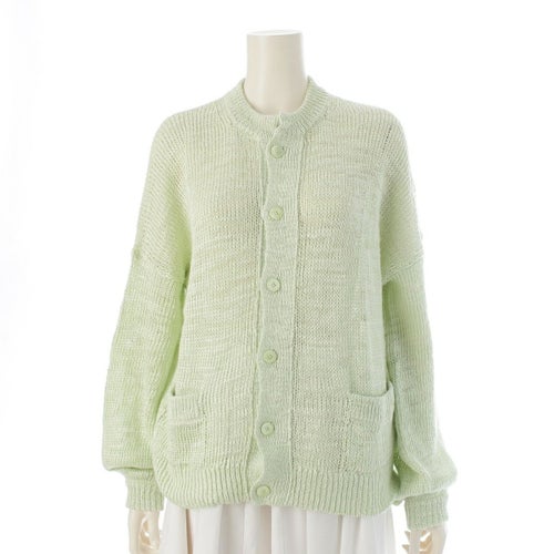 ブラミンク 24SS リネンシルク 3Gクルーネック カーディガン 7915-106-0069 ライムグリーン系 38