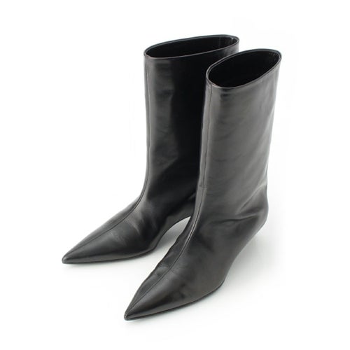 ジルサンダー レザー ポインテッドトゥ ショート ブーツ シューズ ブラック 35