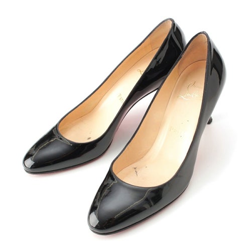 クリスチャンルブタン パテント マルシアヴァラ ラウンドトゥ ヒール パンプス シューズ ブラック 35