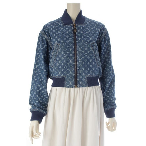 ルイヴィトン 2025 コットン モノグラム デニム クロップド デニム ジャケット 1AI174 ブルー 34