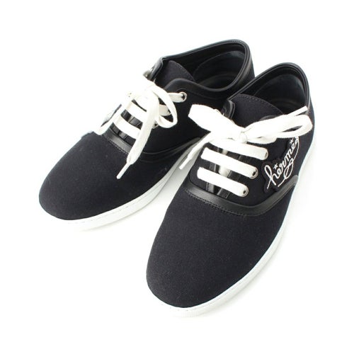 エルメス 24SS イノサン キャンバス ロゴ スニーカー シューズ ブラック 37