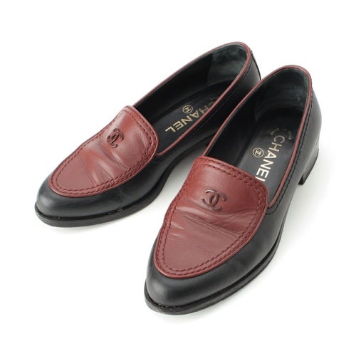 シャネル レザー ココマーク バイカラー ローファー シューズ G36717 X54452 ブラック 35C