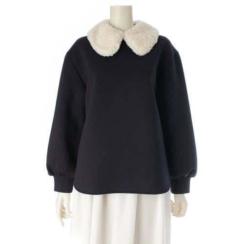 ヨリ 25AW テディカラープルオーバー トップス YR11-25138AW ネイビー ホワイト F