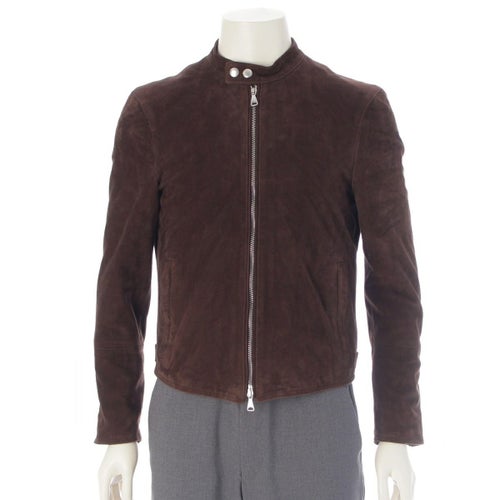 エンメティ ゴートスキン JURI GOAT SKIN SUEDE シングル ライダースジャケット GIAPPONE-074 ダークブラウン 44