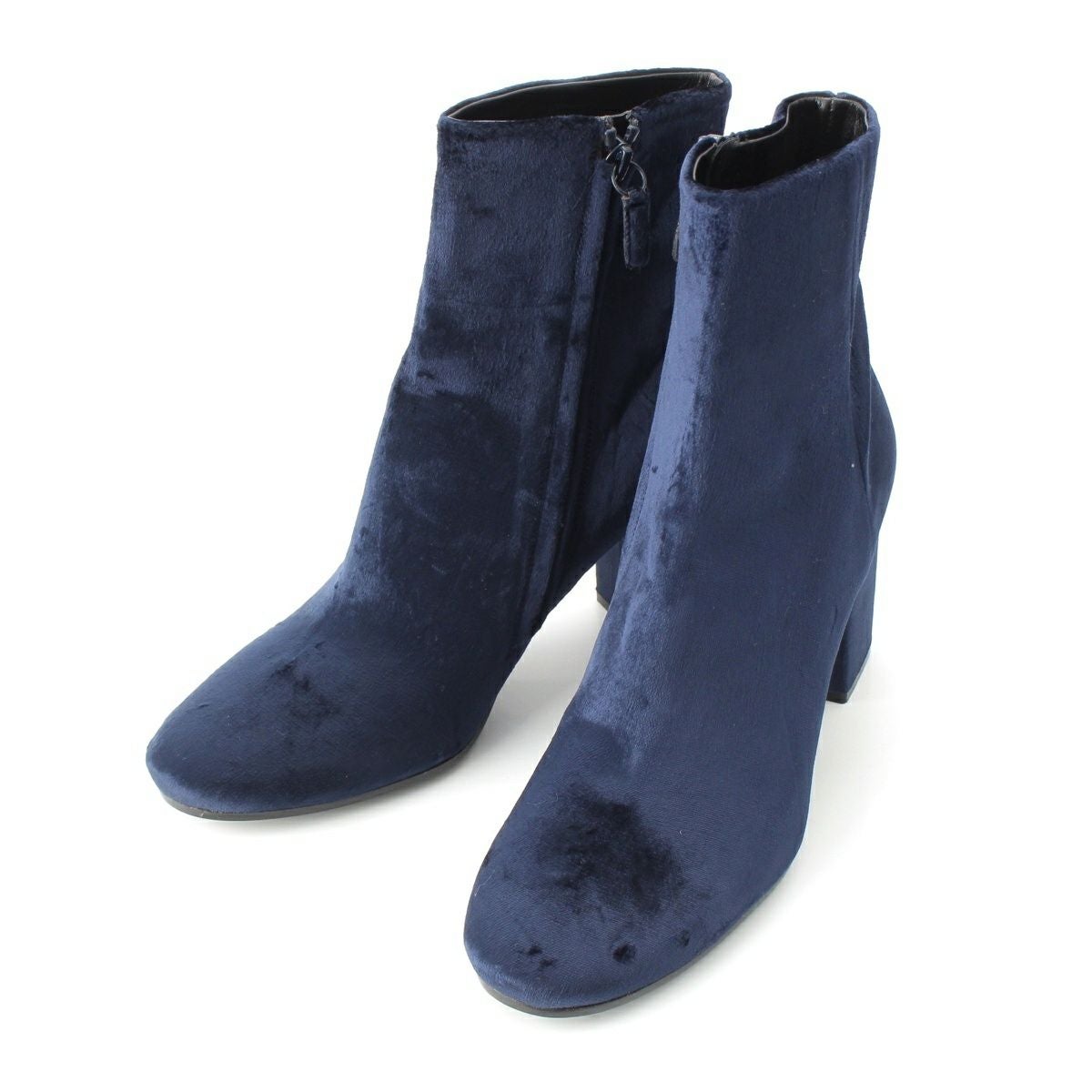 BALENCIAGA バレンシアガ　ネイビー ベルベット ブーティ バレンシアガ ベルベット ショートブーツ ビル ブーティ シューズ