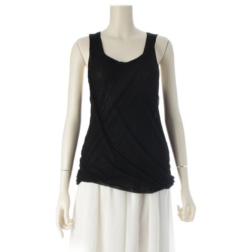 イッセイミヤケ コットン ストレッチ レイヤード 二重構造 ノースリーブ トップス IM31KN010 ブラック 2