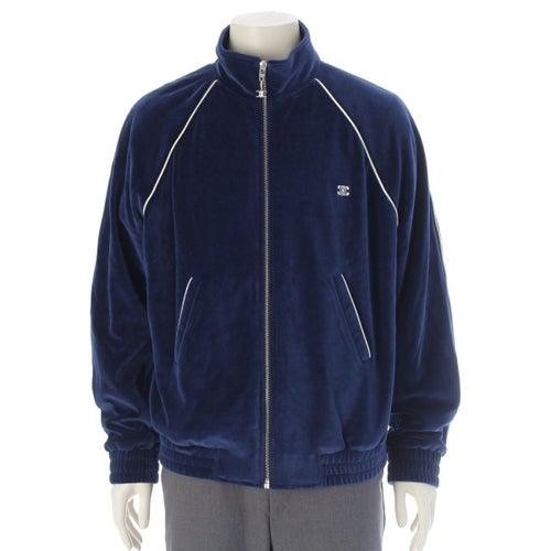 セリーヌ 2024 トリオンフ ベルベット トラック ジャケット ネイビー XL